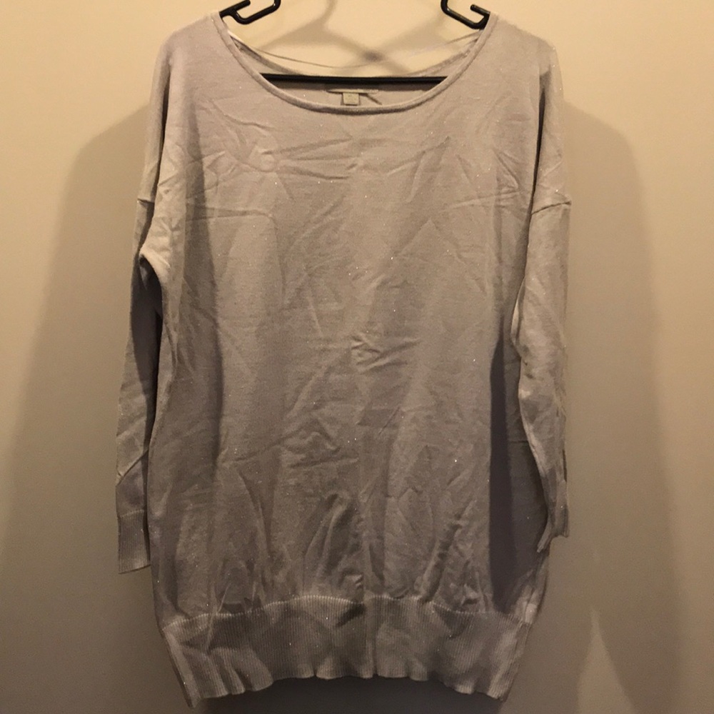 silver long sleeve sweater